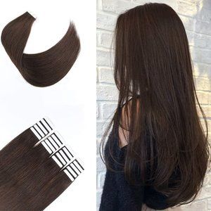 Walnut Brown Invisible Tape in Hair Extensions Brown Hair Extensions Human Hair